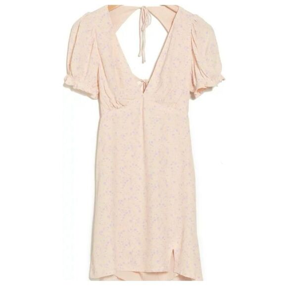 Sophie Rue deep V neck short sleeve Floral Open Back mini Sz Large Dress - Picture 4 of 9